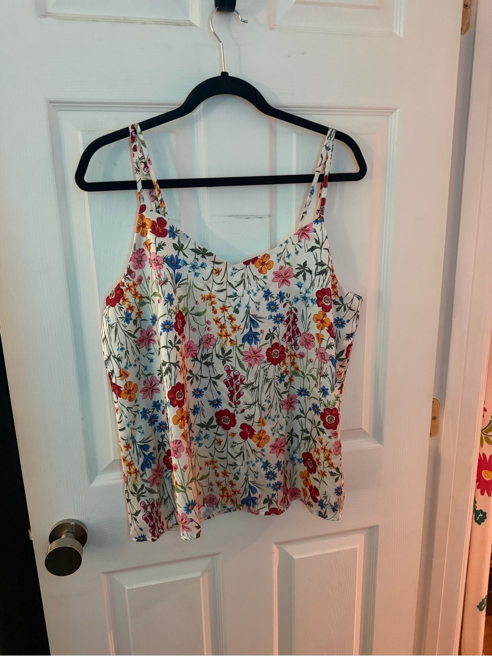 Skies Are Blue Cream Floral Spaghetti-Strap Cami with Multicolor Blooms